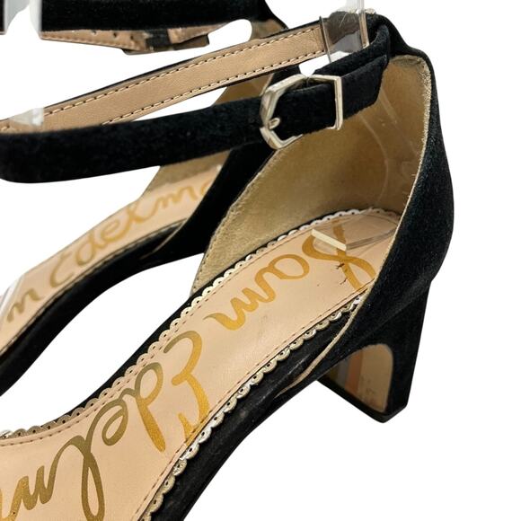 Sam Edelman Holmes Leather Black Suede Ankle Strap High Heels Shoes Party sz 7 - Picture 12 of 16